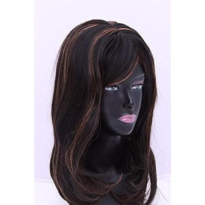 DILLARDS Black Wig Medium Length Wig With Golden Highlights Washable And Iron - Image 1